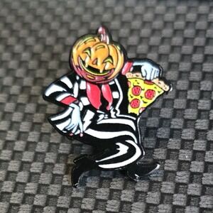 Halloween Pumpkin Head WithPizza Slice Enamel Lapel Pinback (RARE DOMINO'S PIN)